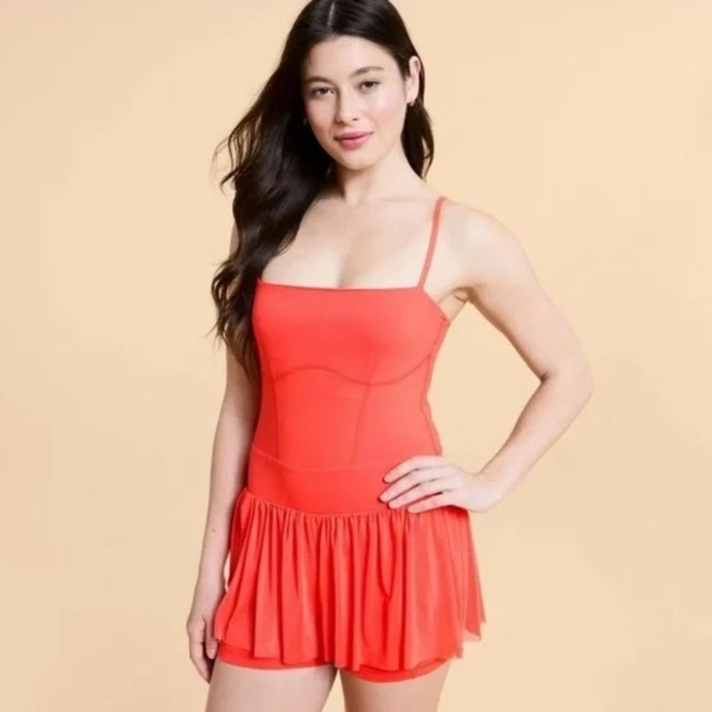 NWT Blogilates Barre Active Romper Orange NWT